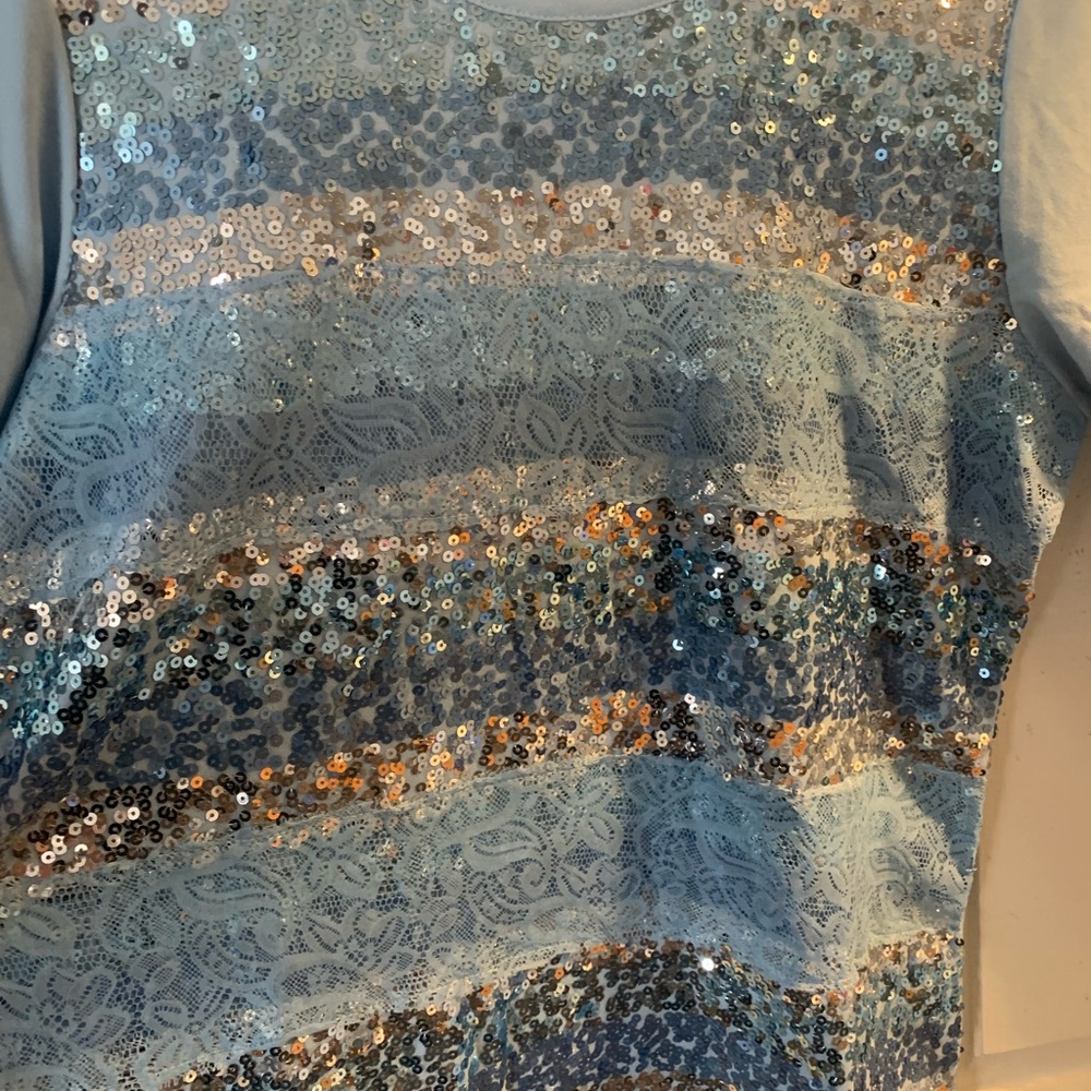 Pre Owned Women’s Quacker Factory Shirt Sequined Sz Lg Festive Vibe - Picture 6 of 11